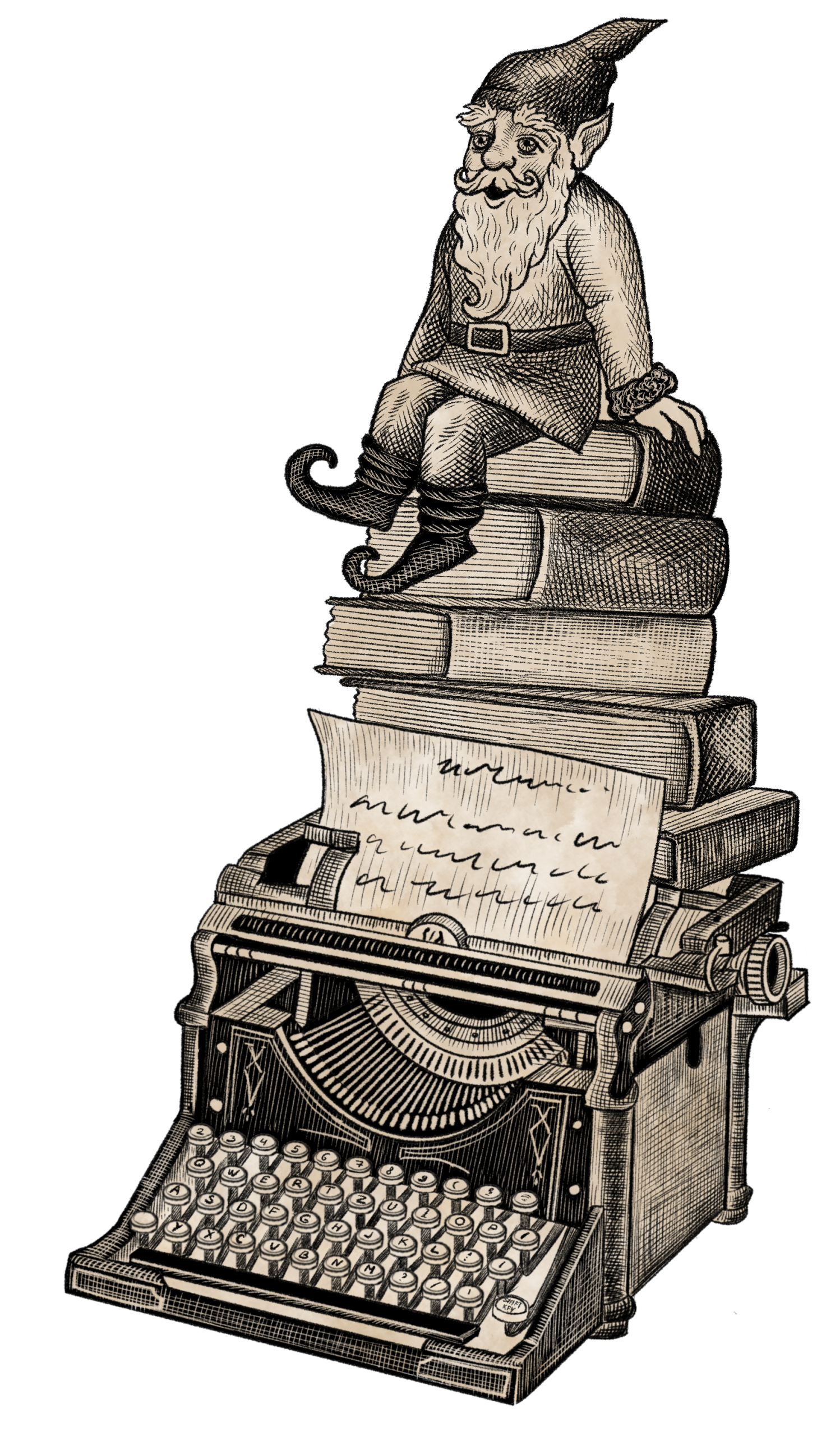 typewriter with gnome edited for website